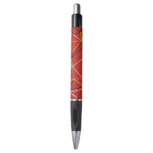 Dynamic Red Abstract Geometric Monogram Pen