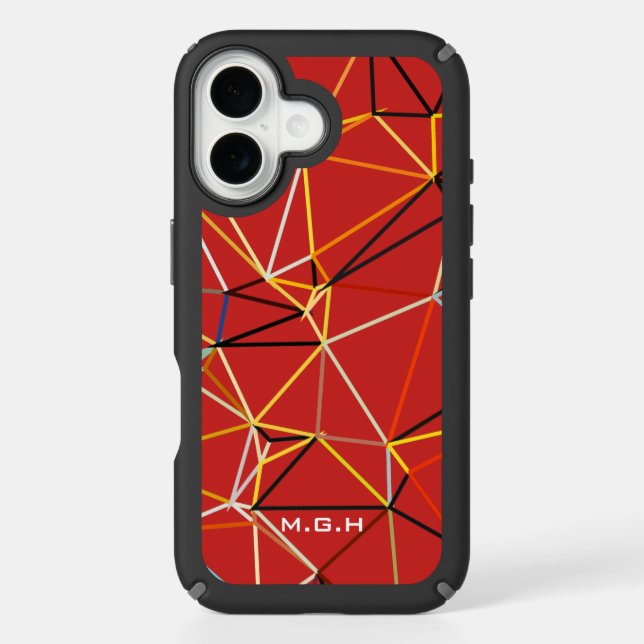 Dynamic Red Abstract Geometric Monogram Speck iPhone Case (Front)