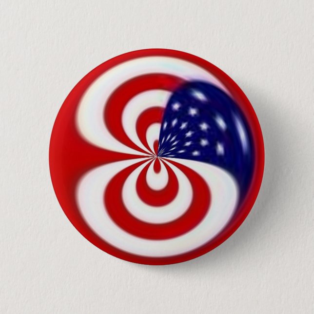 Dynamic Red White and Blue Pinback Button (Front)