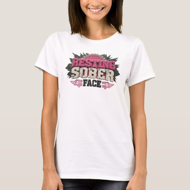 Dynamic RESTING SOBER FACE Visual Design T-Shirt (Front)