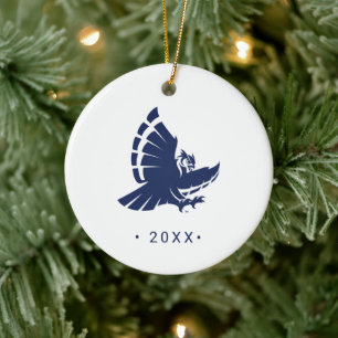 Dynamic Rice University Owl Mascot Ceramic Ornament