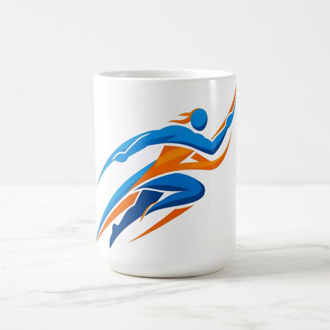 Dynamic Runner Logo Blue Orange Speed Gift Coffee Mug (Center)