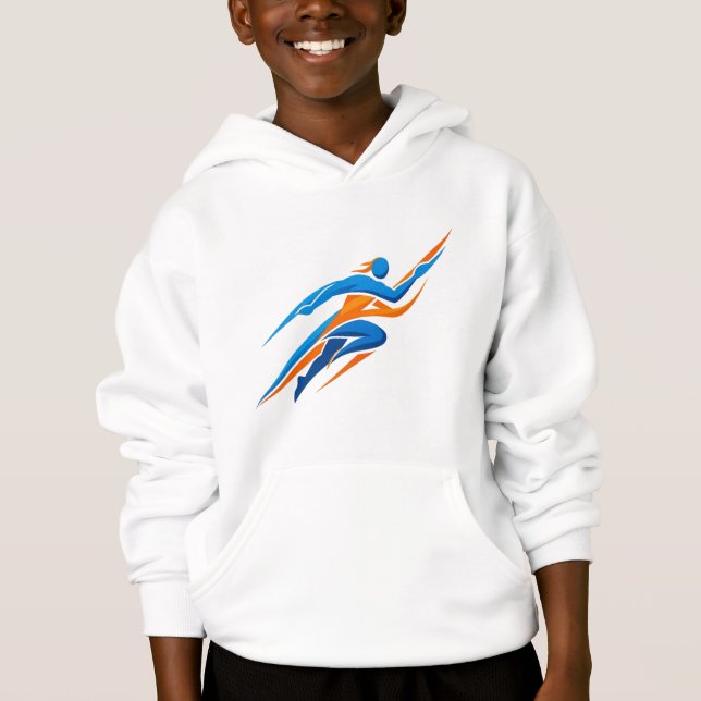 Dynamic Runner Logo Blue Orange Speed Gift Hoodie (Front)