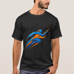 Dynamic Runner Logo Blue Orange Speed Gift T-Shirt