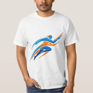 Dynamic Runner Logo Blue Orange Speed Gift T-Shirt