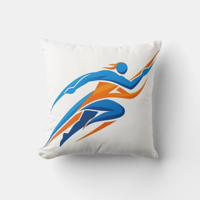 Dynamic Runner Logo Blue Orange Speed Gift Throw Pillow (Front)