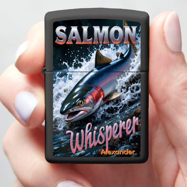 Dynamic Salmon Leap Fierce River Fighter Zippo Lighter (In Hand)