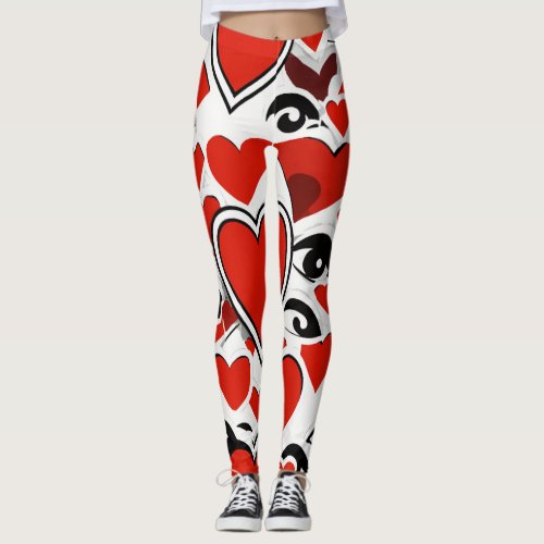 Dynamic Simplicity with a Red Heart Leggings