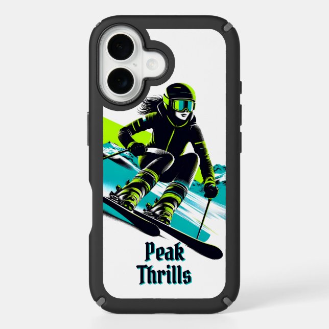 Dynamic Skiing Action with Personalized Text Speck iPhone Case (Front)