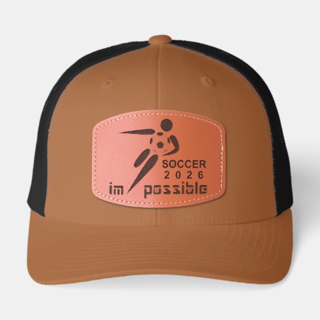 Dynamic Soccer 2026 Silhouette Design Leather Patch Hat (Front)