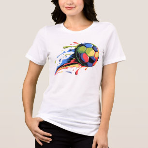 Dynamic Soccer Ball Paint Splatter Colorful Sports Tri-Blend Shirt