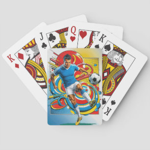 Dynamic Soccer Player in Action Poker Cards