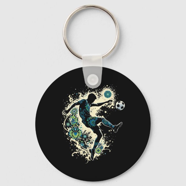 Dynamic Soccer Silhouette _1  Keychain (Front)