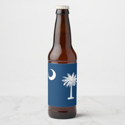 Dynamic South Carolina State Flag Graphic on a Beer Bottle Label