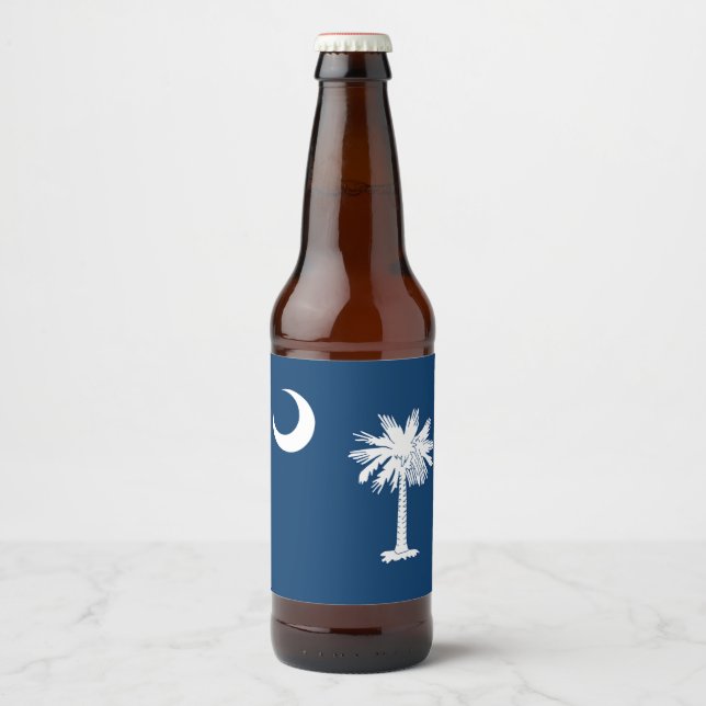Dynamic South Carolina State Flag Graphic on a Beer Bottle Label (Front)
