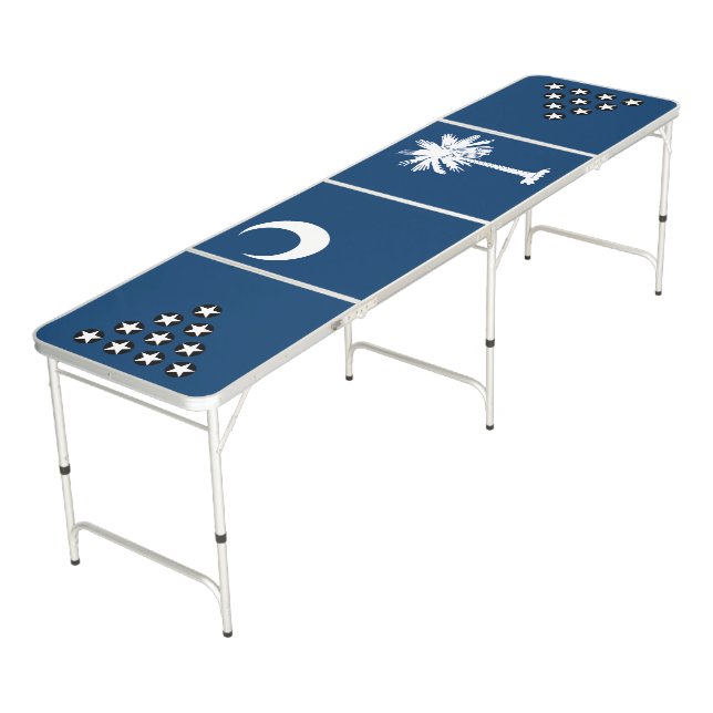 Dynamic South Carolina State Flag Graphic on a Beer Pong Table (Angled)