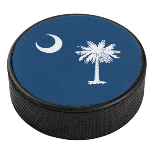 Dynamic South Carolina State Flag Graphic on a Hockey Puck