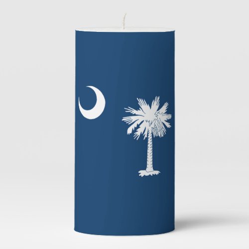 Dynamic South Carolina State Flag Graphic on a Pillar Candle