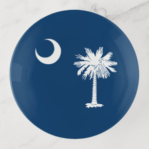 Dynamic South Carolina State Flag Graphic on a Trinket Tray