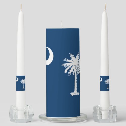 Dynamic South Carolina State Flag Graphic on a Unity Candle Set