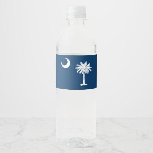 Dynamic South Carolina State Flag Graphic on a Water Bottle Label