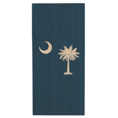 Dynamic South Carolina State Flag Graphic on a Wood USB Flash Drive