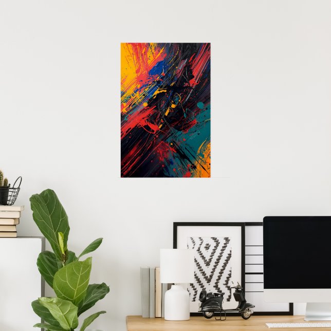 Dynamic Splatter – Modern Abstract Expressionist W Poster (Home Office)