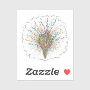 Dynamic Streamer & Confetti Burst New Year Sticker
