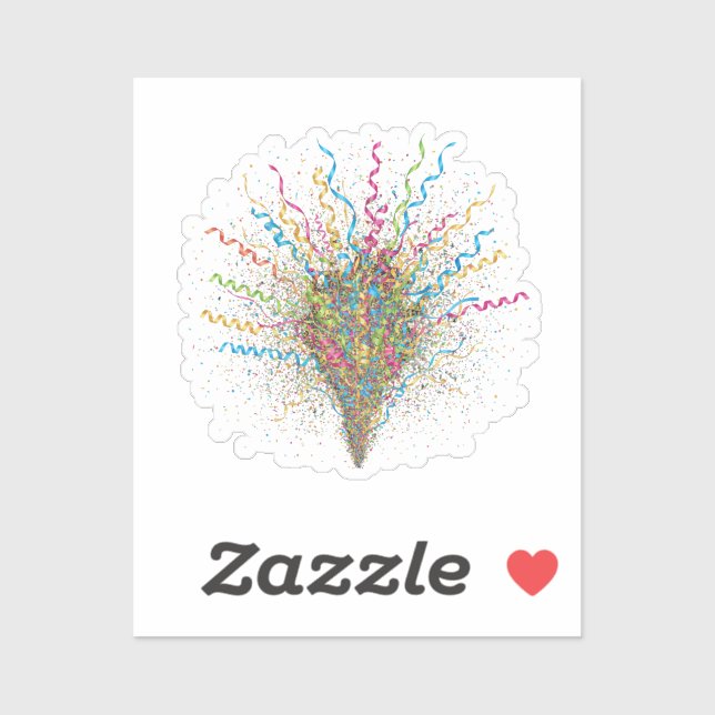 Dynamic Streamer & Confetti Burst New Year Sticker (Sheet)