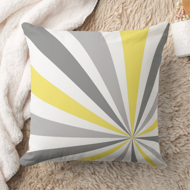 Dynamic Sunburst Radial Rays Seamless Pattern Throw Pillow (Blanket)
