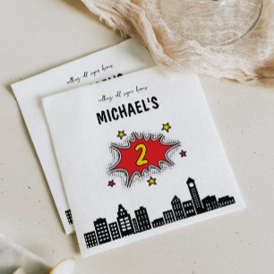 Dynamic Superhero 2nd Birthday Napkins