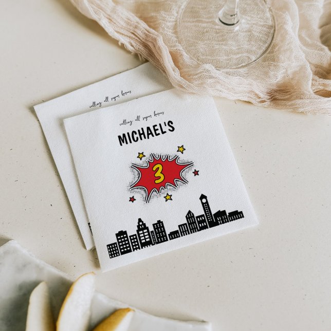 Dynamic Superhero 3rd Birthday Napkins (Creator Uploaded)