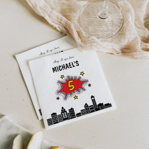 Dynamic Superhero 5th Birthday Napkins