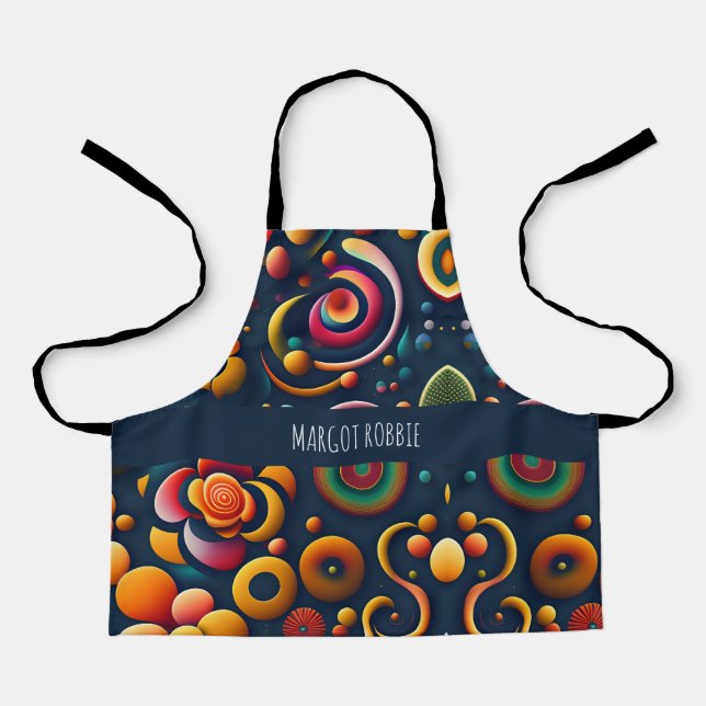Dynamic Swirling Circles Abstract Rainbow Pattern Apron (Front)