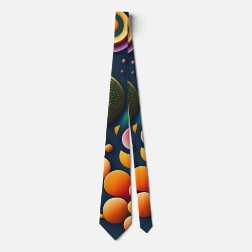 Dynamic Swirling Circles Abstract Rainbow Pattern Neck Tie
