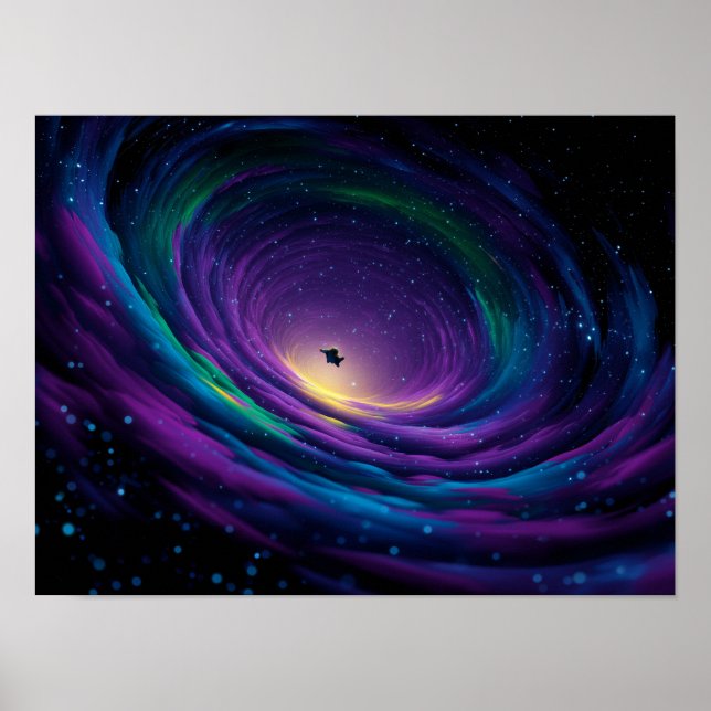 Dynamic Swirling Galaxy Vortex with Central Astron Poster (Front)