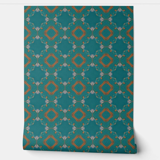 Dynamic Teal and Orange Symmetry Wallpaper (Unrolling)