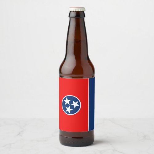 Dynamic Tennessee State Flag Graphic on a Beer Bottle Label