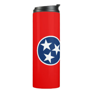 Dynamic Tennessee State Flag Graphic on a Thermal Tumbler