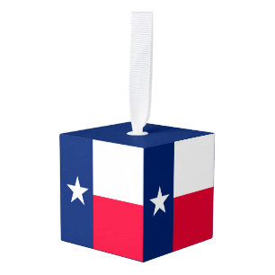 Dynamic Texas State Flag Graphic on a Cube Ornament