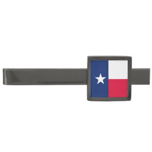 Dynamic Texas State Flag Graphic on a Gunmetal Finish Tie Clip