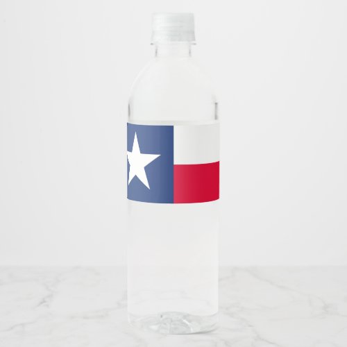 Dynamic Texas State Flag Graphic on a Water Bottle Label