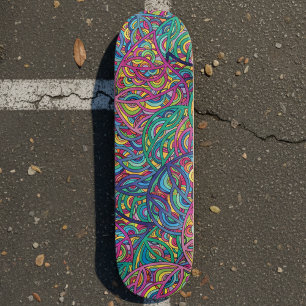 Dynamic Urban Waves Abstract Pattern Skateboard Deck