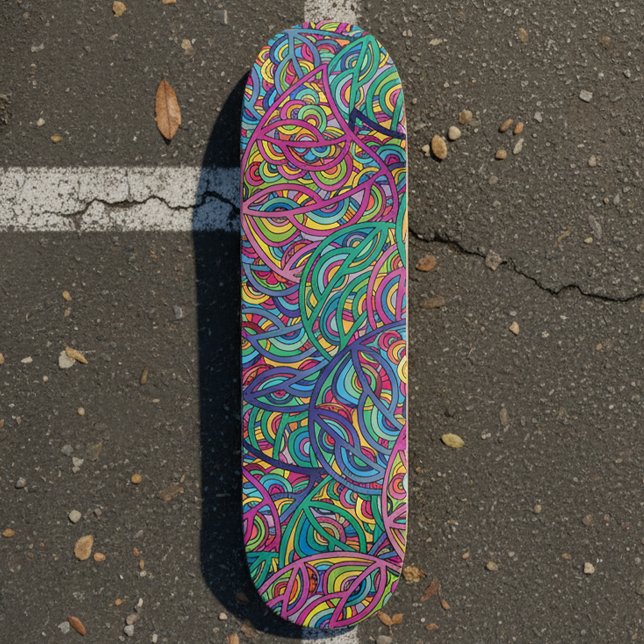 Dynamic Urban Waves Vibrant Psychedelic Abstract Skateboard Deck (Creator Uploaded)