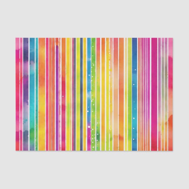 Dynamic Watercolor Stripes Tissue Paper (Front)