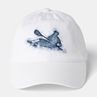Dynamic Whitewater Kayaker Line Art Hat