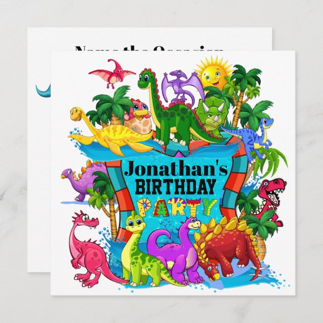 DYNAMITE-O-SAURUS DINOSAUR INVITATION (Front/Back)