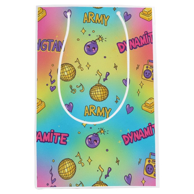 Dynamite Pop Art Rainbow Pattern Medium Gift Bag (Front)