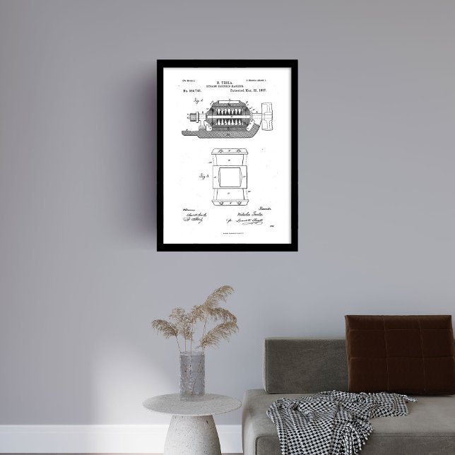 Dynamo electric machine Nikola Tesla patent  Framed Art (Dynamo electric machine Nikola Tesla patent Framed Art)