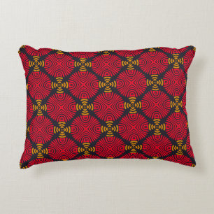 Dynasty Geometry: Red Traditional Chinese Pattern Accent Pillow